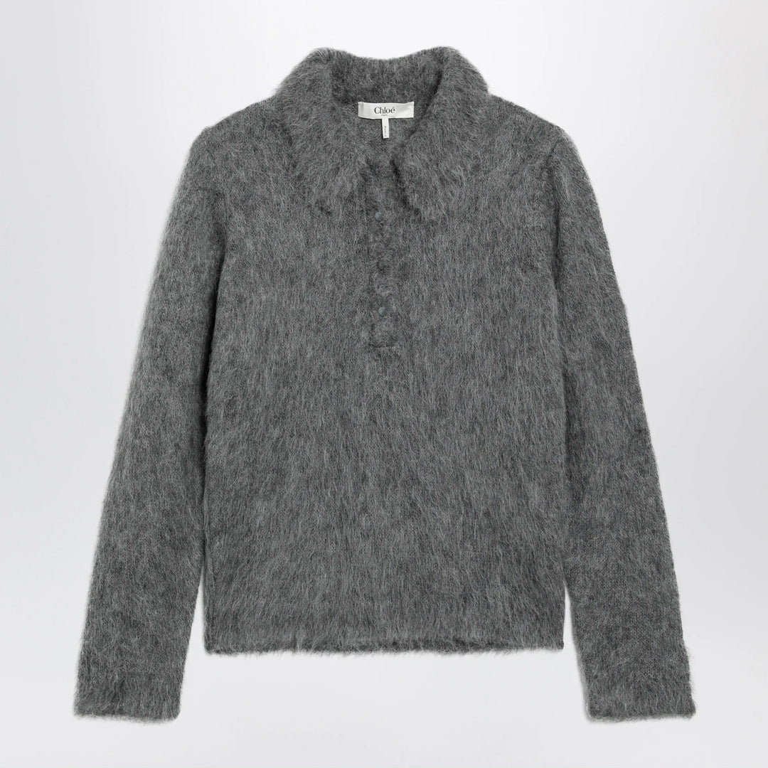 Chloé - Smoke grey alpaca-blend cardigan Brand Apparel &amp; Accessories > Clothing > Shirts &amp; Tops M
