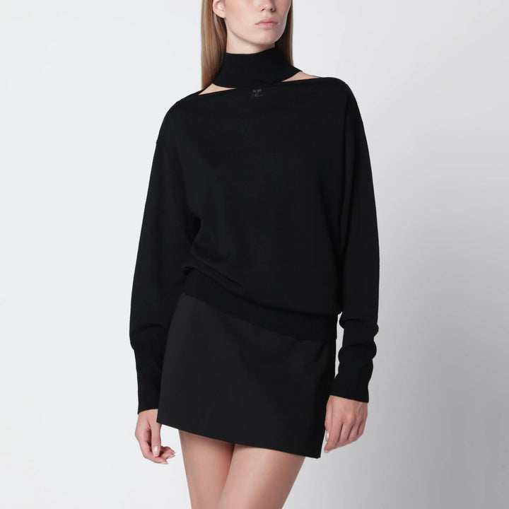 Courrèges - Black merino wool turtleneck sweater Brand Apparel &amp; Accessories > Clothing > Shirts &amp; Tops S