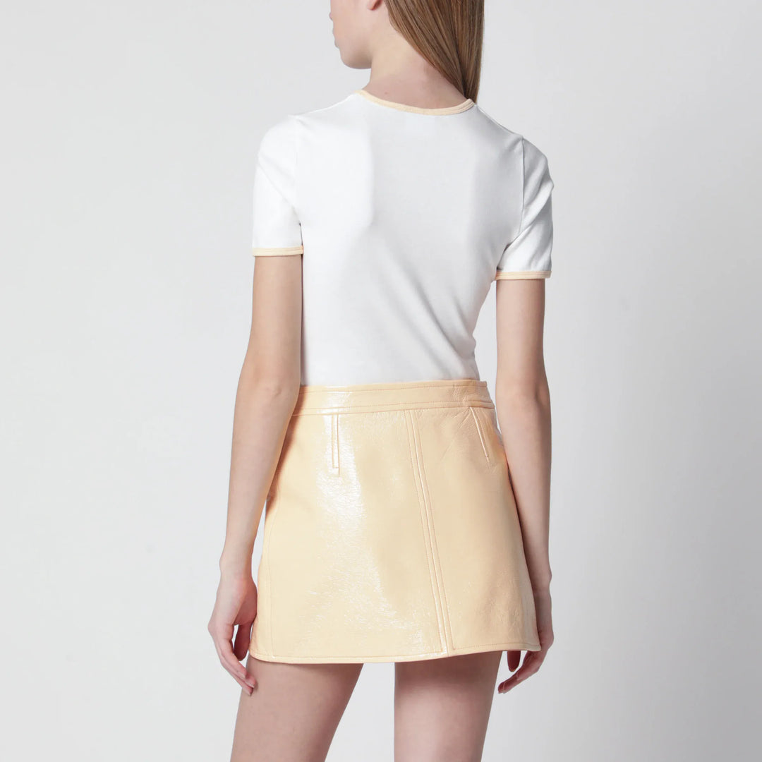Courrèges - White/blue contrast cotton crew-neck T-shirt Brand Apparel &amp; Accessories > Clothing > Shirts &amp; Tops