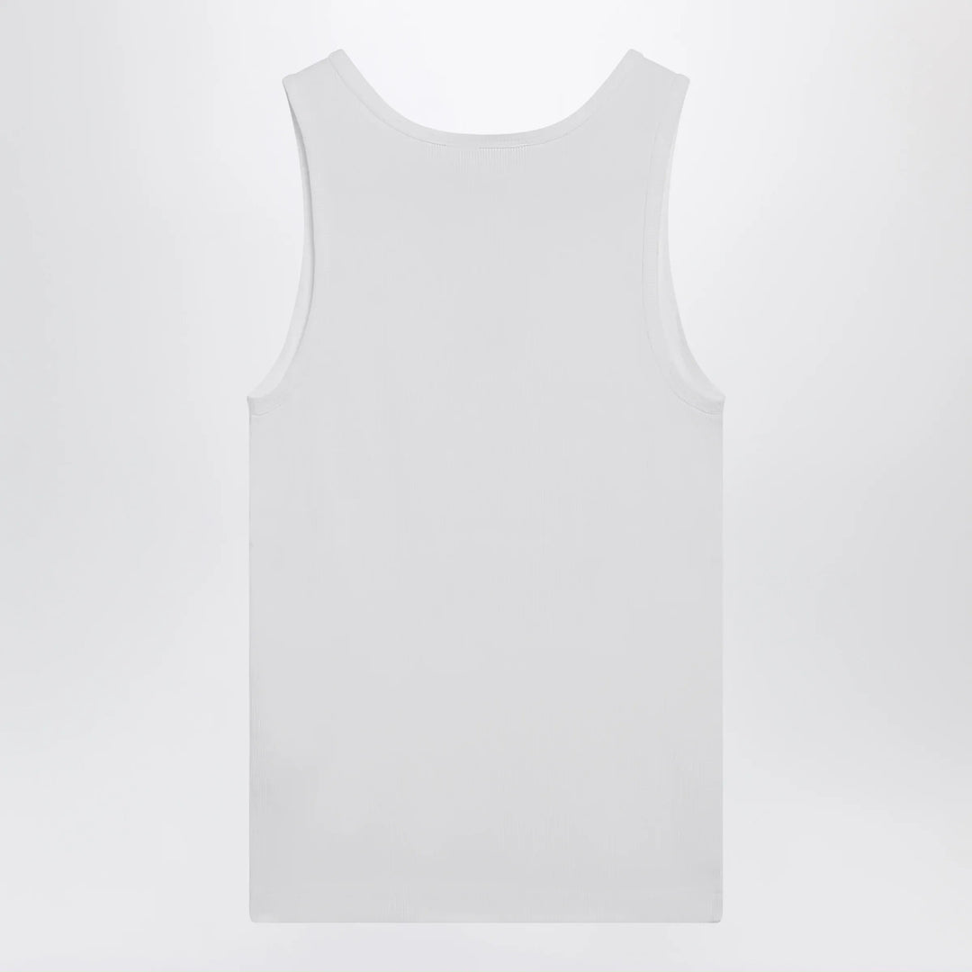 Dolce&amp;Gabbana - Cotton tank top with DG embroidery and rhinestones, white Brand Apparel &amp; Accessories > Clothing > Shirts &amp; Tops 44  IT