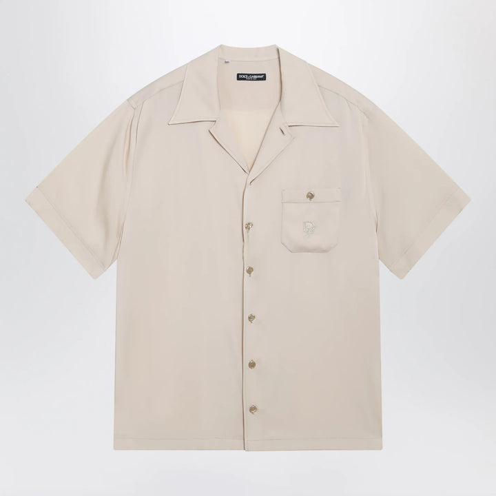 Dolce&amp;Gabbana - Écru silk bowling shirt Brand Apparel &amp; Accessories > Clothing > Shirts &amp; Tops 40