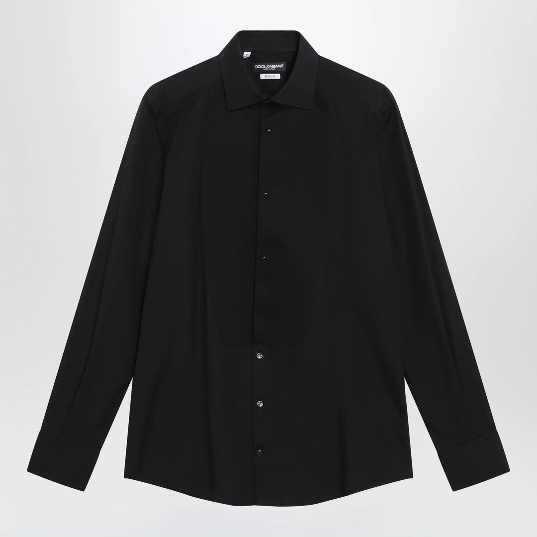Dolce&amp;Gabbana - Gold-fit tuxedo shirt in cotton poplin, black Brand Apparel &amp; Accessories > Clothing > Shirts &amp; Tops 39