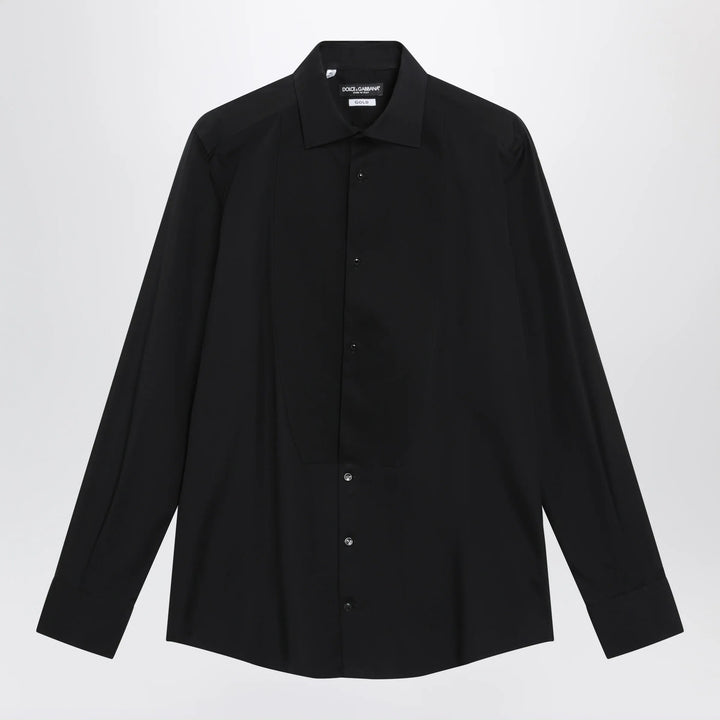 Dolce&amp;Gabbana - Gold-fit tuxedo shirt in cotton poplin, black Brand Apparel &amp; Accessories > Clothing > Shirts &amp; Tops 39