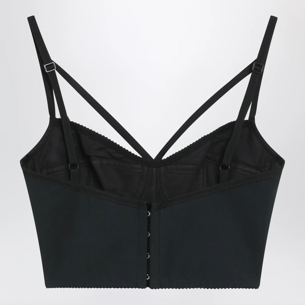 Dolce&Gabbana - Heart-neck satin bustier top in black Brand Apparel & Accessories > Clothing > Shirts & Tops 38  IT