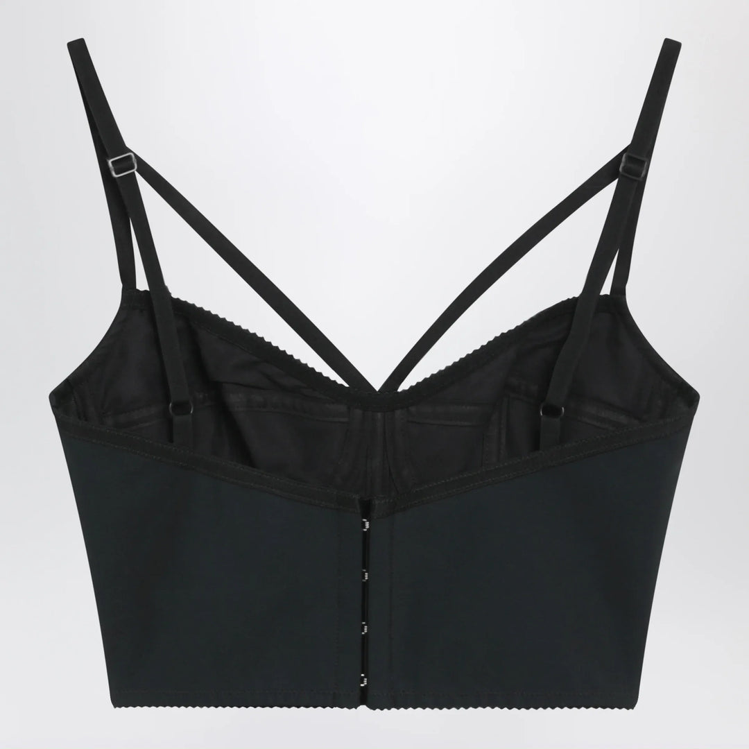 Dolce&amp;Gabbana - Heart-neck satin bustier top in black Brand Apparel &amp; Accessories > Clothing > Shirts &amp; Tops 38  IT
