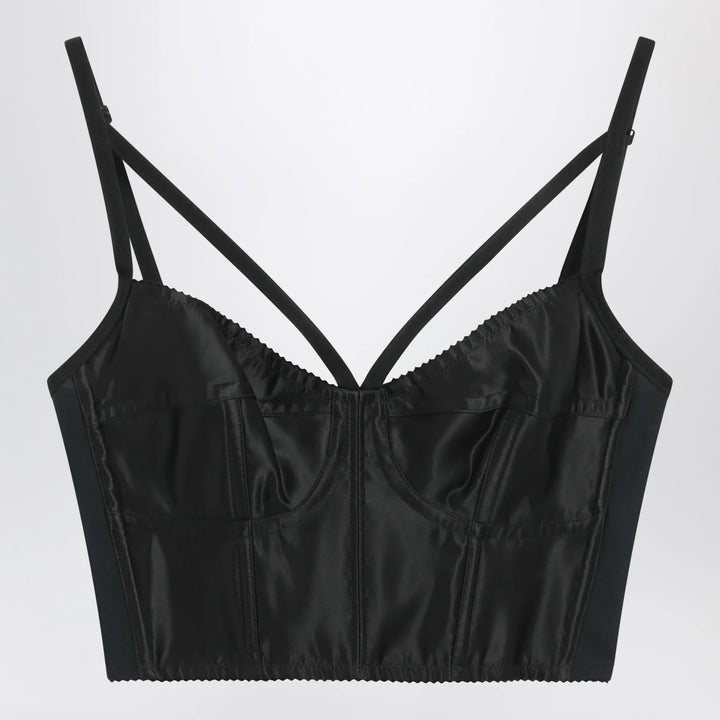 Dolce&amp;Gabbana - Heart-neck satin bustier top in black Brand Apparel &amp; Accessories > Clothing > Shirts &amp; Tops 38  IT
