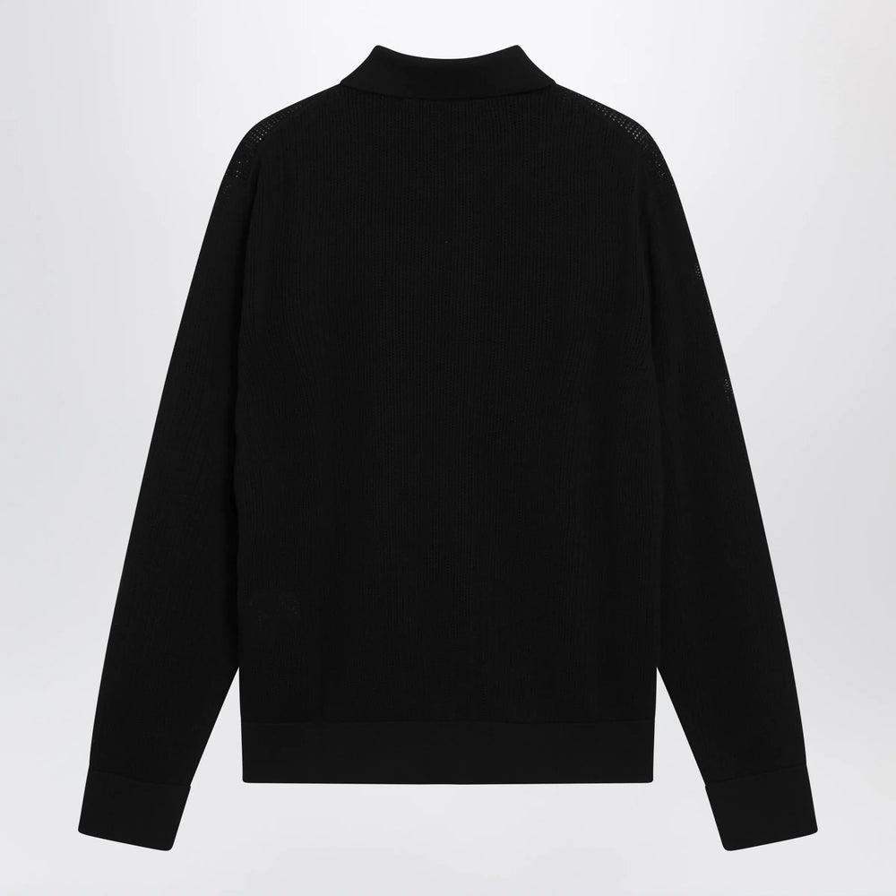 Dolce&Gabbana - Long-sleeve openwork rib knit cotton shirt in black Brand Apparel & Accessories > Clothing > Shirts & Tops 52 IT