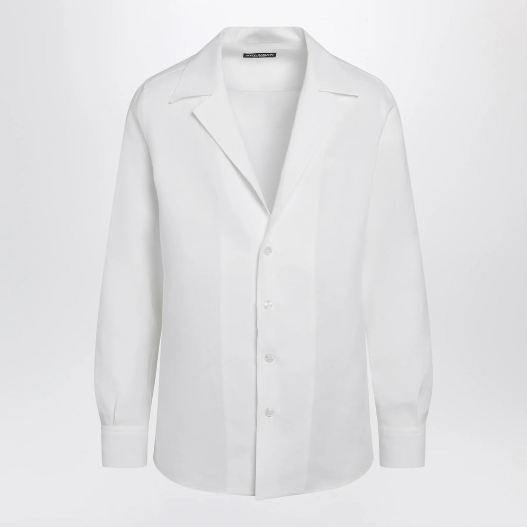 Dolce&amp;Gabbana - Long-sleeve V-neck linen shirt in optical white Brand Apparel &amp; Accessories > Clothing > Shirts &amp; Tops 40