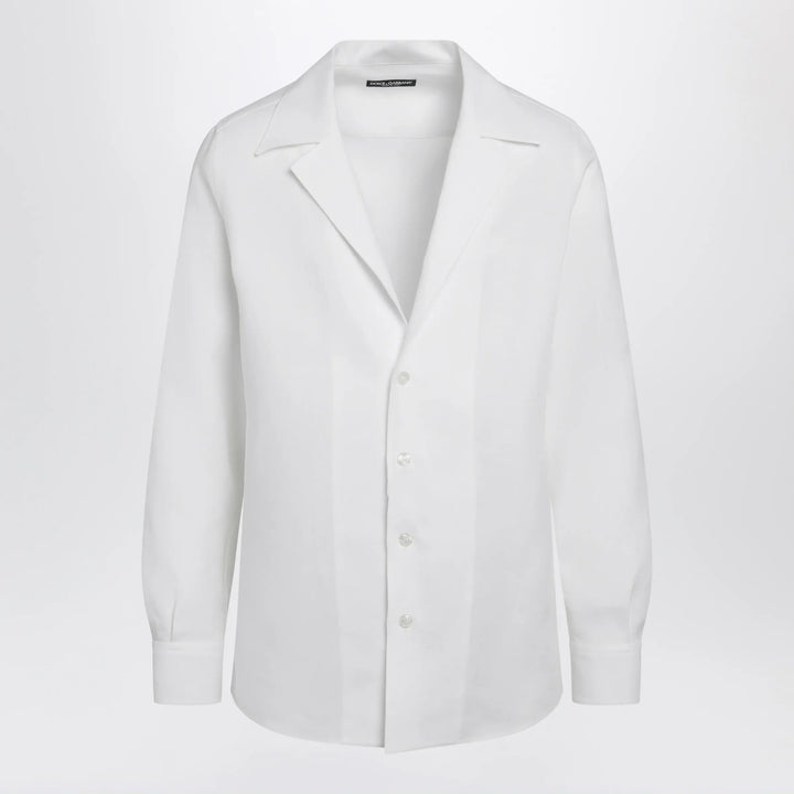 Dolce&amp;Gabbana - Long-sleeve V-neck linen shirt in optical white Brand Apparel &amp; Accessories > Clothing > Shirts &amp; Tops 40