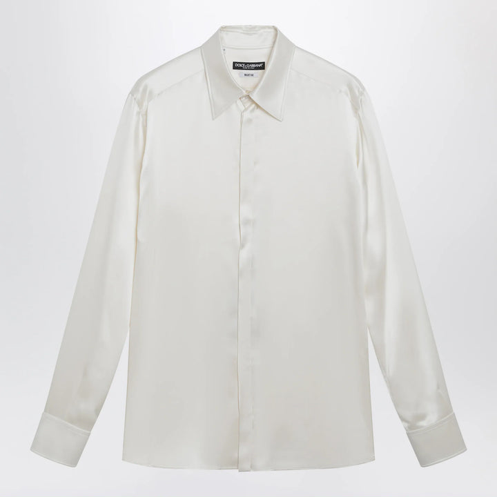 Dolce&amp;Gabbana - Martini silk satin shirt in white Brand Apparel &amp; Accessories > Clothing > Shirts &amp; Tops 40