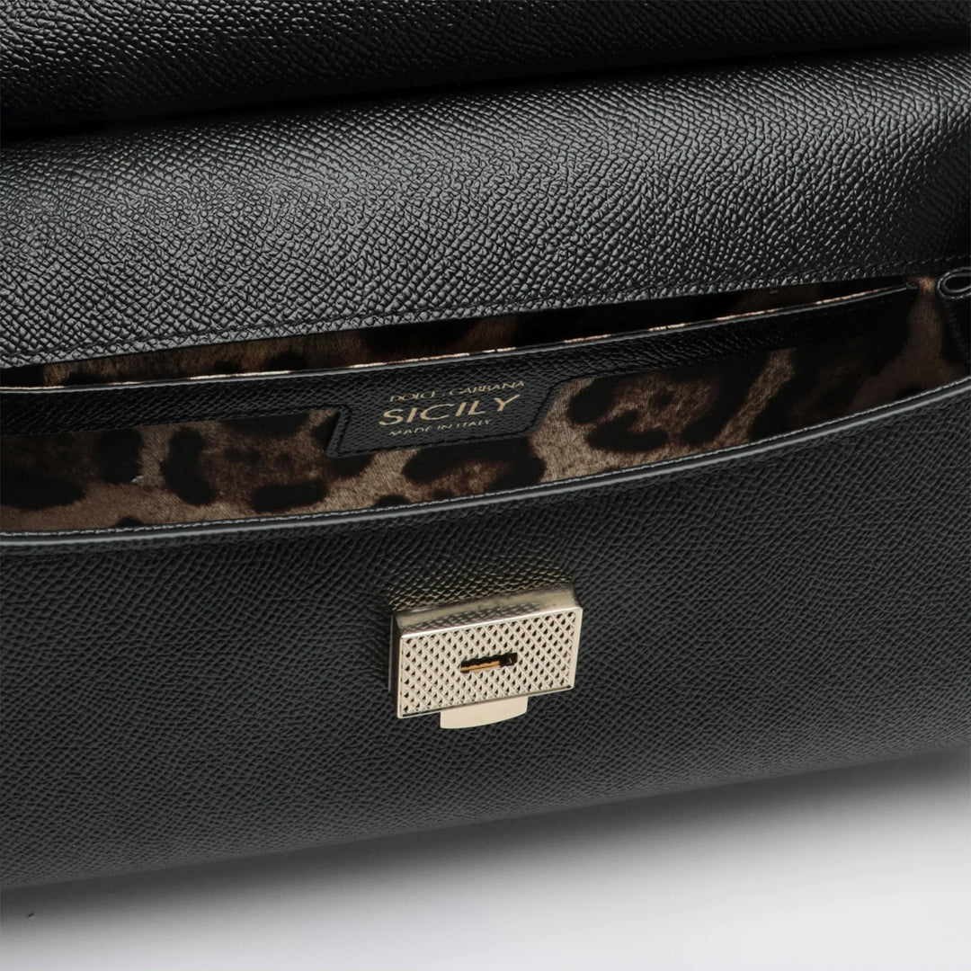 Dolce&amp;Gabbana - Sicily medium top-handle bag in calf leather, black Brand Apparel &amp; Accessories > Clothing > Shirts &amp; Tops TU