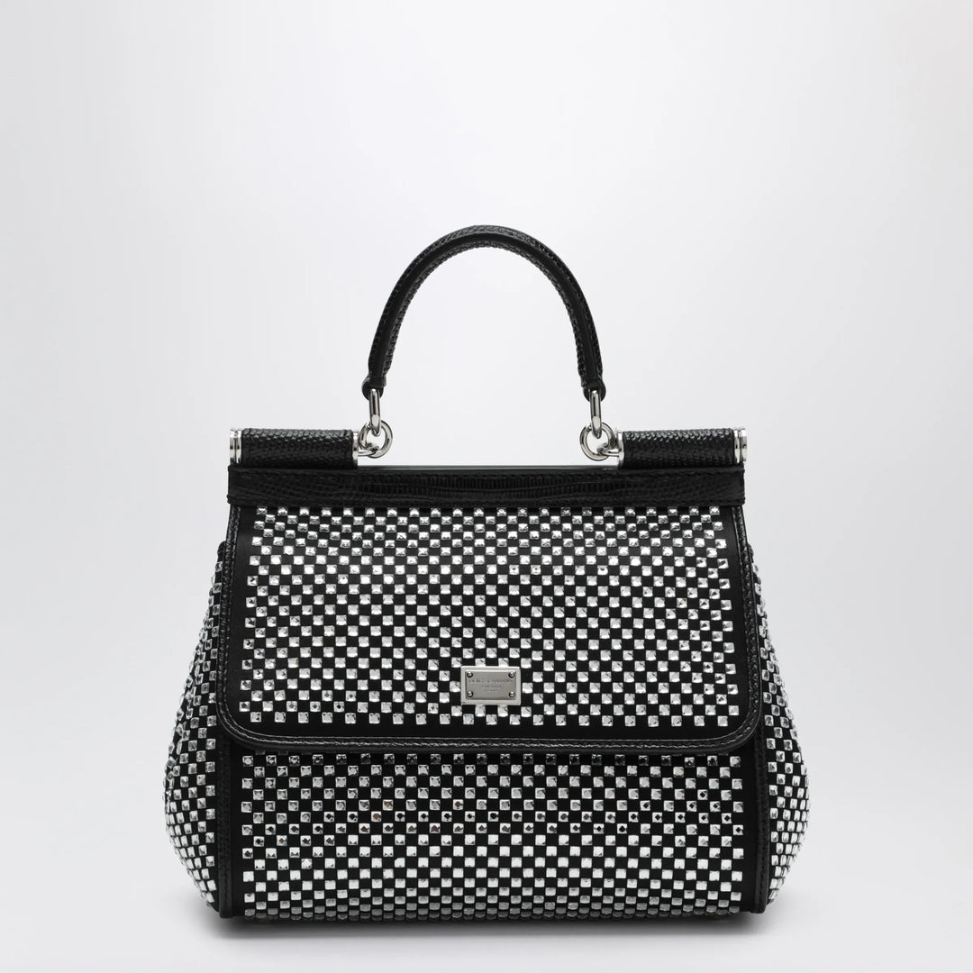 Dolce&Gabbana - Sicily small black top-handle bag with crystals Brand Apparel & Accessories > Clothing > Shirts & Tops TU