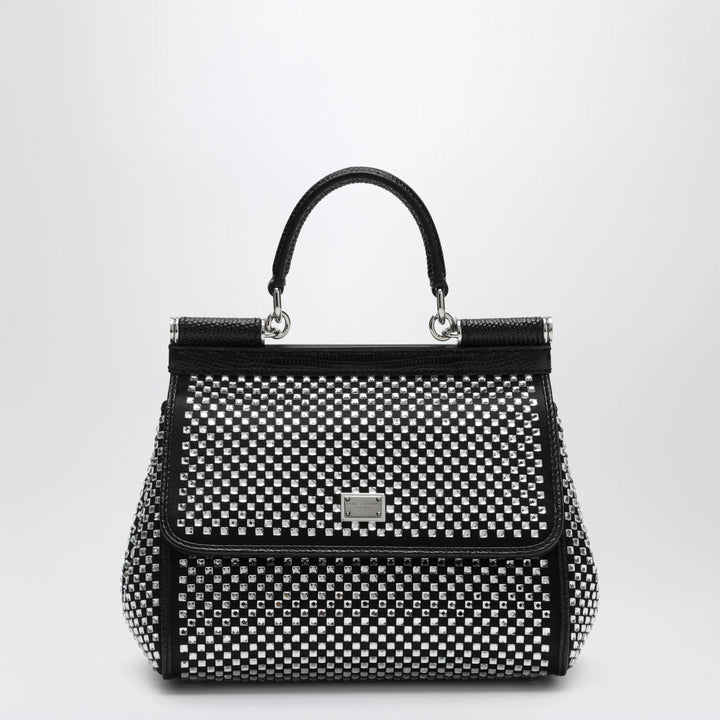 Dolce&amp;Gabbana - Sicily small black top-handle bag with crystals Brand Apparel &amp; Accessories > Clothing > Shirts &amp; Tops TU