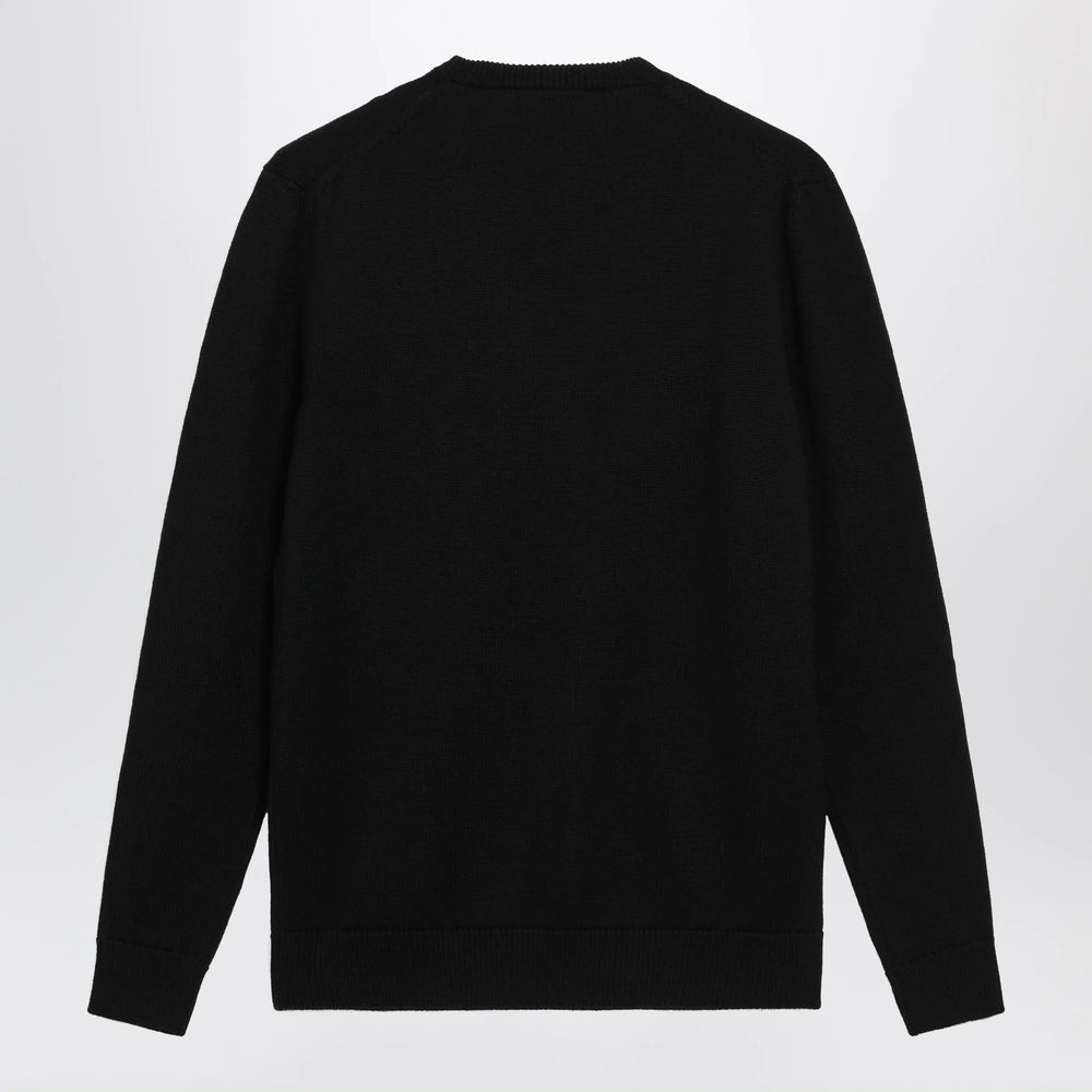 Dolce&Gabbana - V-neck sweater with embroidered floral details in wool, black Brand Apparel & Accessories > Clothing > Shirts & Tops 38  IT