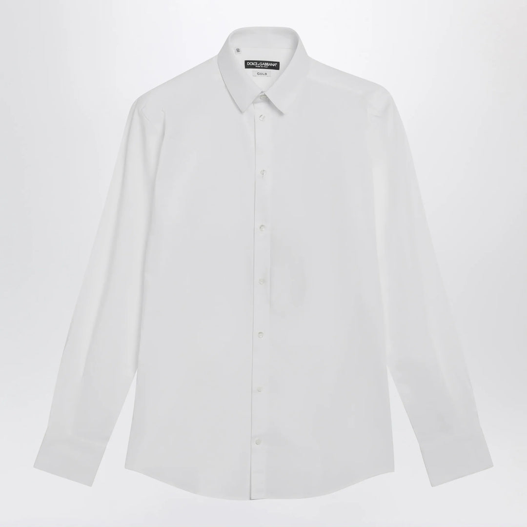 Dolce&amp;Gabbana - White stretch poplin gold shirt Brand Apparel &amp; Accessories > Clothing > Shirts &amp; Tops 39