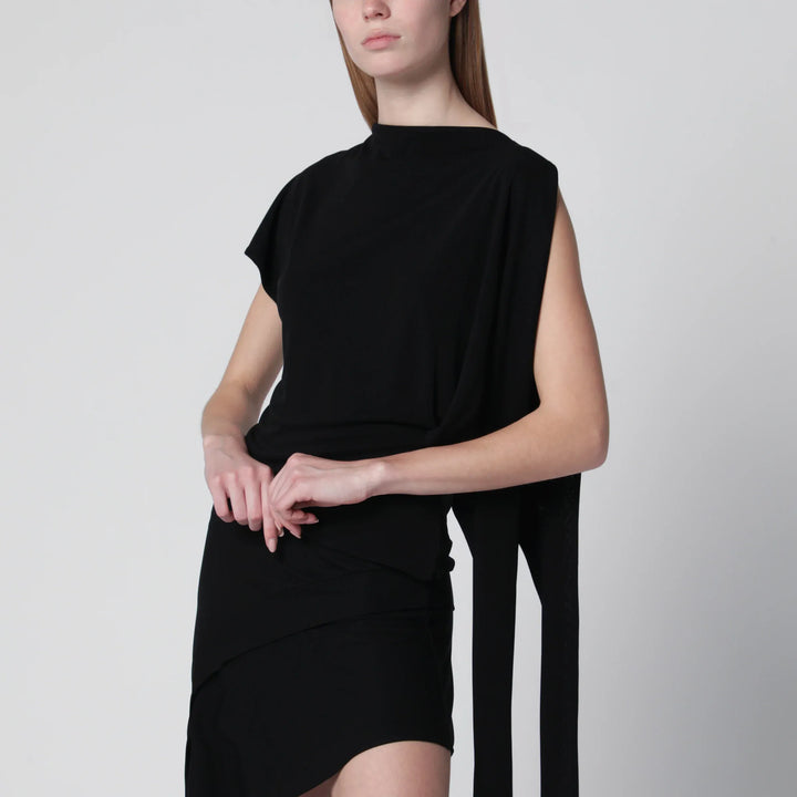 Francesco Murano - Black asymmetric viscose top Brand Apparel &amp; Accessories > Clothing > Shirts &amp; Tops 38  IT