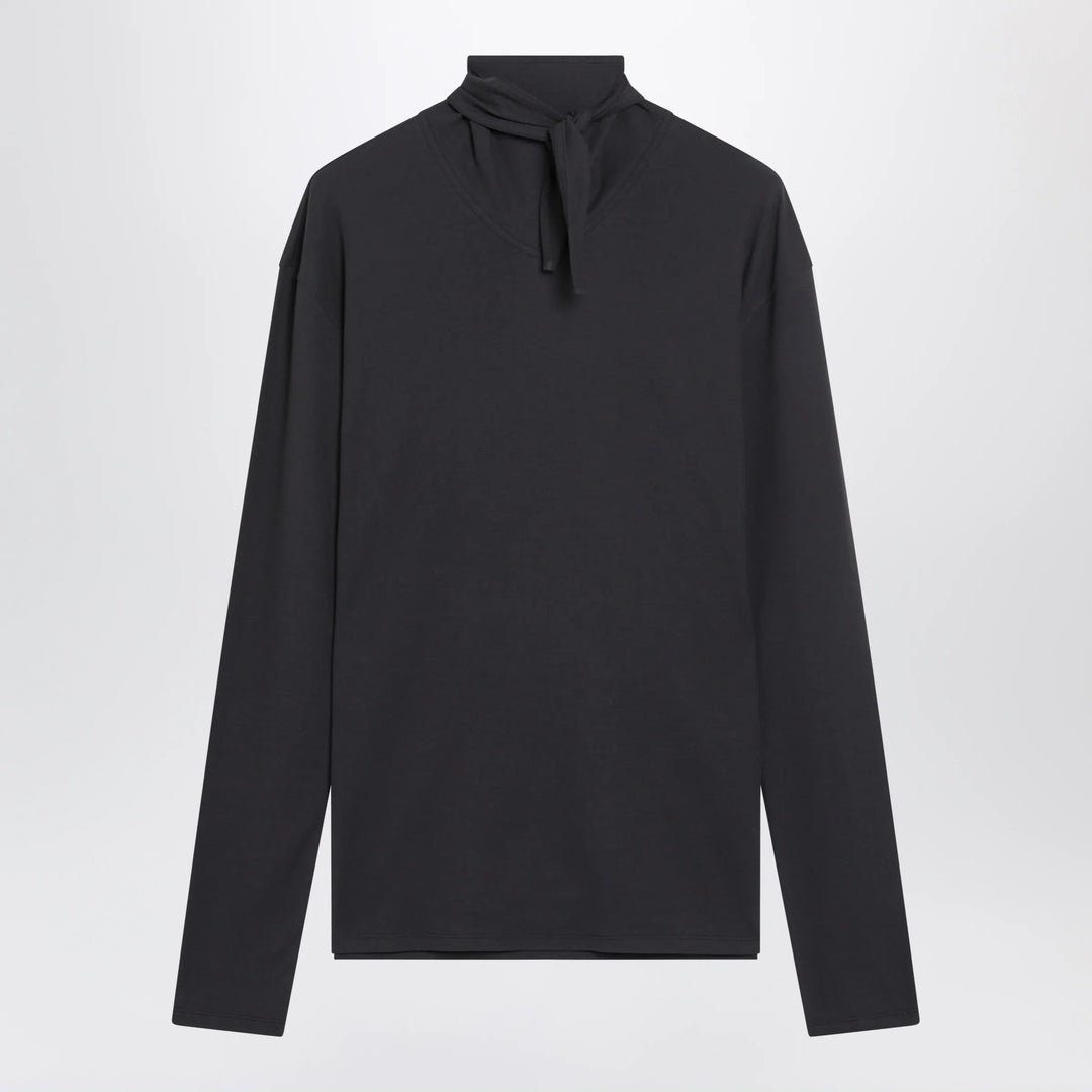 LEMAIRE - Dark grey long-sleeved sweater with scarf detail Brand Apparel &amp; Accessories > Clothing > Shirts &amp; Tops XS