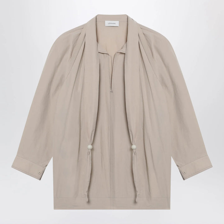 LEMAIRE - Greige blouse with scarf Brand Apparel &amp; Accessories > Clothing > Shirts &amp; Tops