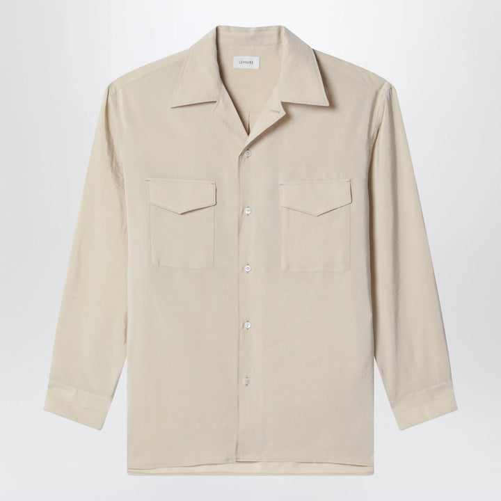 LEMAIRE - Light beige smooth silk-blend shirt Brand Apparel &amp; Accessories > Clothing > Shirts &amp; Tops