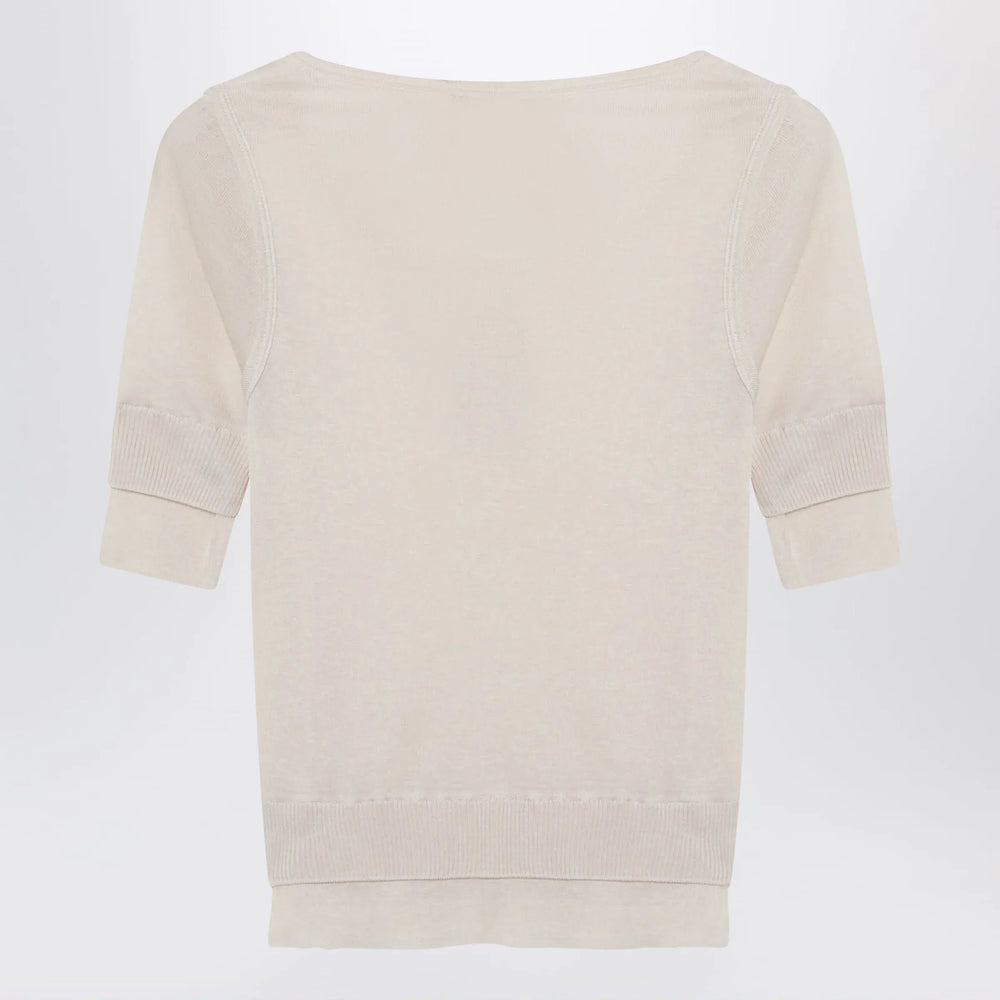 LEMAIRE - Light beige trompe-l'oeil top in viscose and silk Brand Apparel & Accessories > Clothing > Shirts & Tops