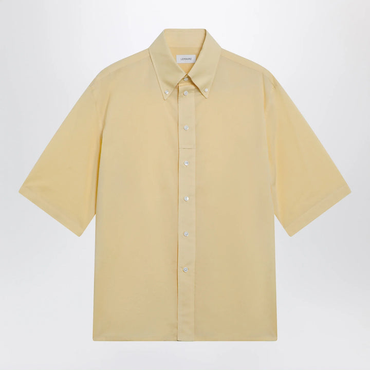 LEMAIRE - Light yellow short-sleeve wool shirt Brand Apparel &amp; Accessories > Clothing > Shirts &amp; Tops 46 IT