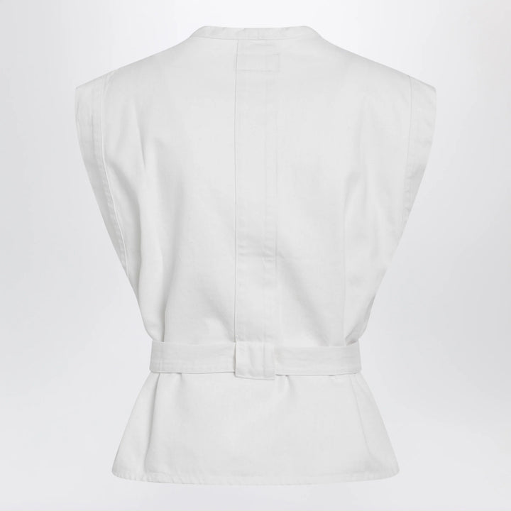 LEMAIRE - White Chasuble shirt in bleached denim Brand Apparel &amp; Accessories > Clothing > Shirts &amp; Tops