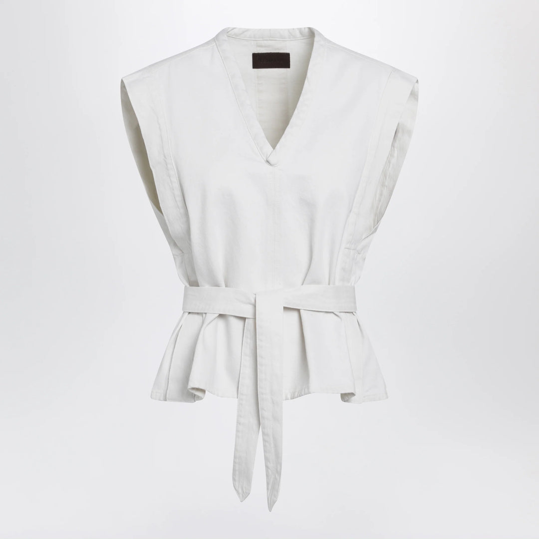 LEMAIRE - White Chasuble shirt in bleached denim Brand Apparel &amp; Accessories > Clothing > Shirts &amp; Tops 36  FR