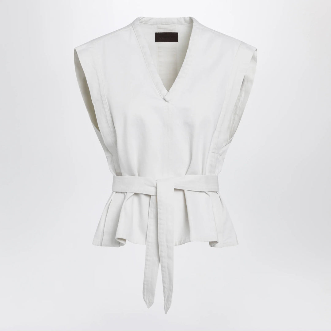 LEMAIRE - White Chasuble shirt in bleached denim Brand Apparel &amp; Accessories > Clothing > Shirts &amp; Tops 36  FR