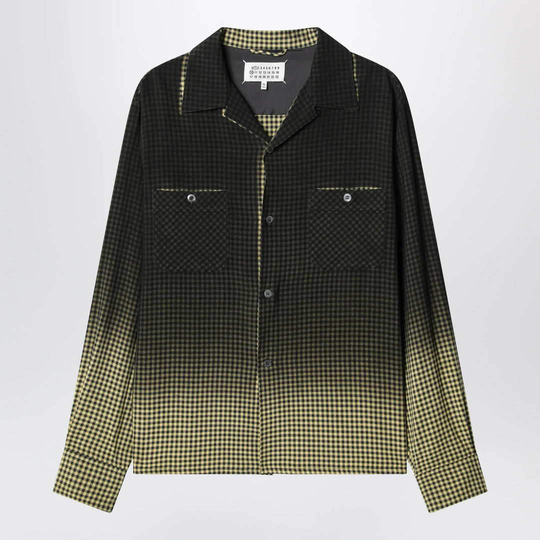 Maison Margiela - Gradient check viscose shirt in yellow and black Brand Apparel &amp; Accessories > Clothing > Shirts &amp; Tops 44  IT