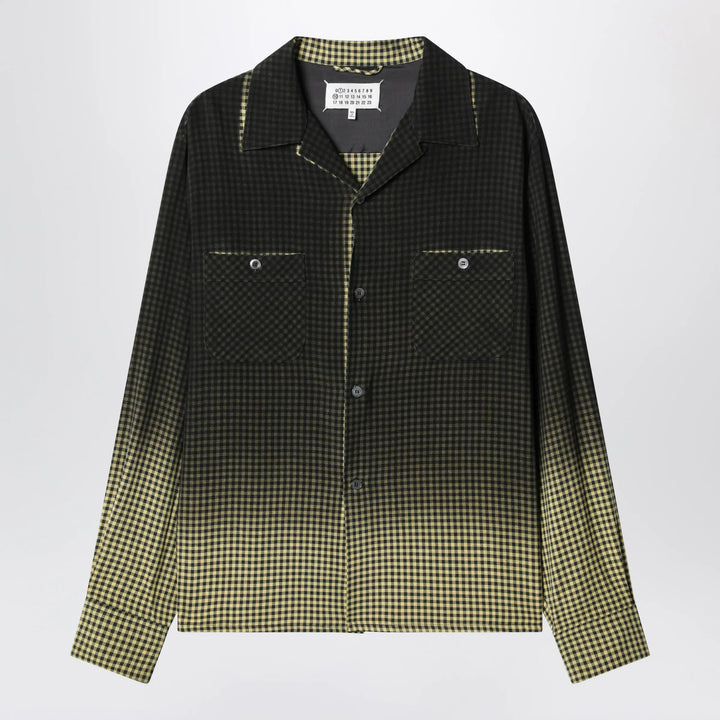 Maison Margiela - Gradient check viscose shirt in yellow and black Brand Apparel &amp; Accessories > Clothing > Shirts &amp; Tops 44  IT