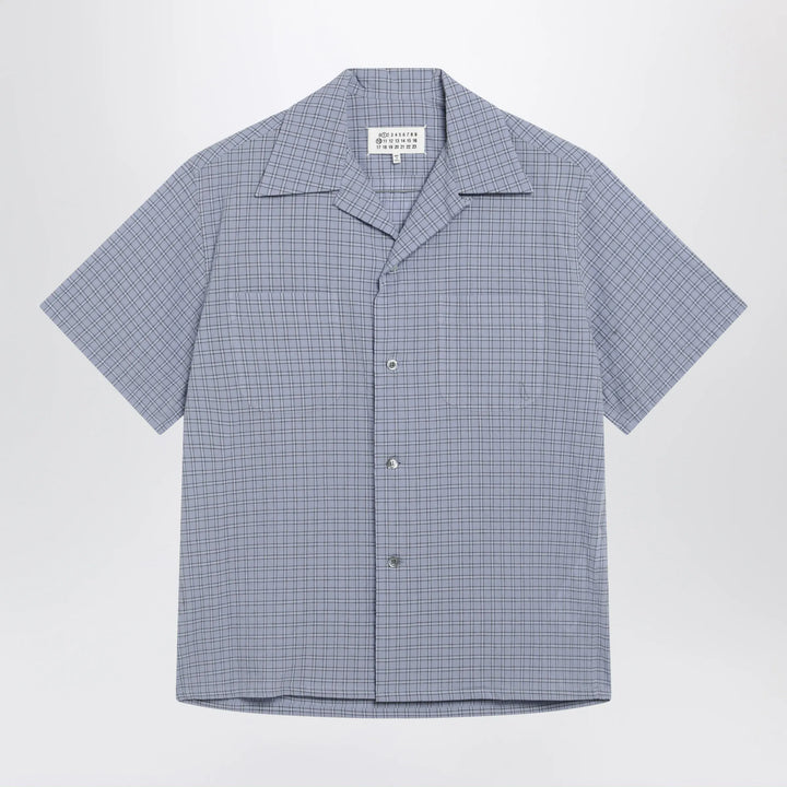 Maison Margiela - Light blue check bowling shirt Brand Apparel &amp; Accessories > Clothing > Shirts &amp; Tops