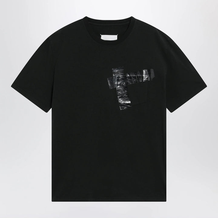 Maison Margiela - Taped cotton jersey T-shirt in black Brand Apparel &amp; Accessories > Clothing > Shirts &amp; Tops