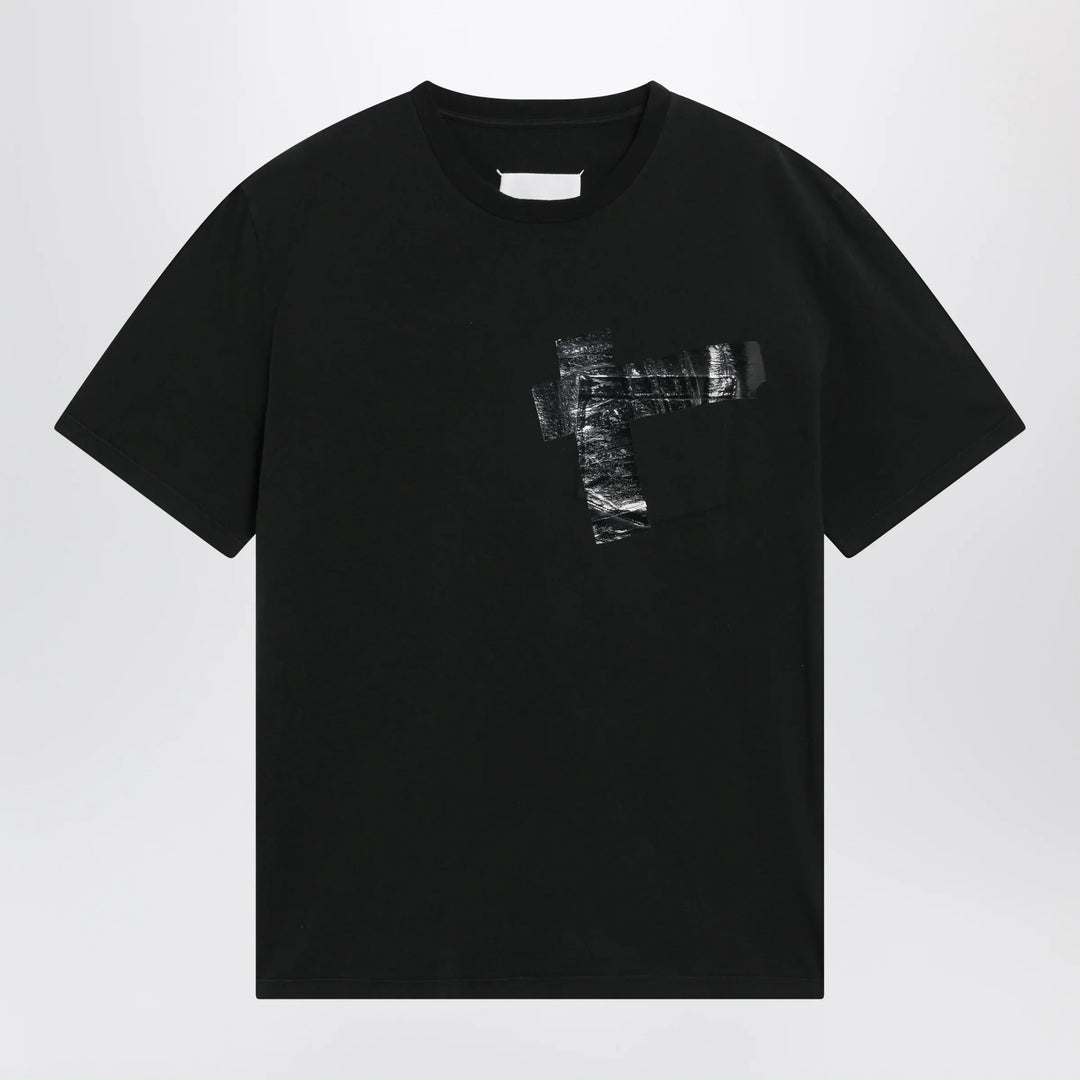 Maison Margiela - Taped cotton jersey T-shirt in black Brand Apparel &amp; Accessories > Clothing > Shirts &amp; Tops S
