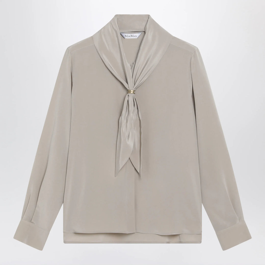 Max Mara - Rock beige silk blouse with scarf Brand Apparel &amp; Accessories > Clothing > Shirts &amp; Tops
