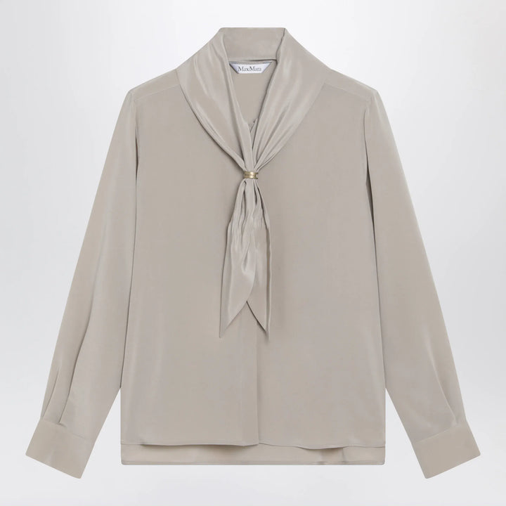 Max Mara - Rock beige silk blouse with scarf Brand Apparel &amp; Accessories > Clothing > Shirts &amp; Tops