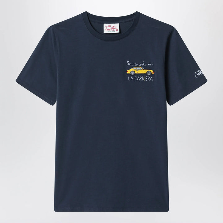 MC2 Saint Barth - Blue T-shirt with car embroidery Brand Apparel &amp; Accessories > Clothing > Shirts &amp; Tops 16