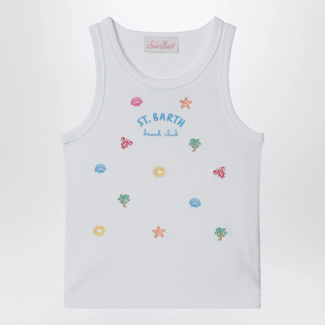 MC2 Saint Barth - White tank top with embroidered logo Brand Apparel &amp; Accessories > Clothing > Shirts &amp; Tops 8