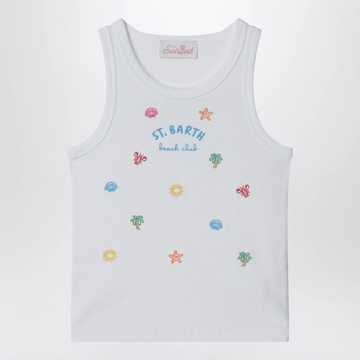 MC2 Saint Barth - White tank top with embroidered logo Brand Apparel &amp; Accessories > Clothing > Shirts &amp; Tops 8