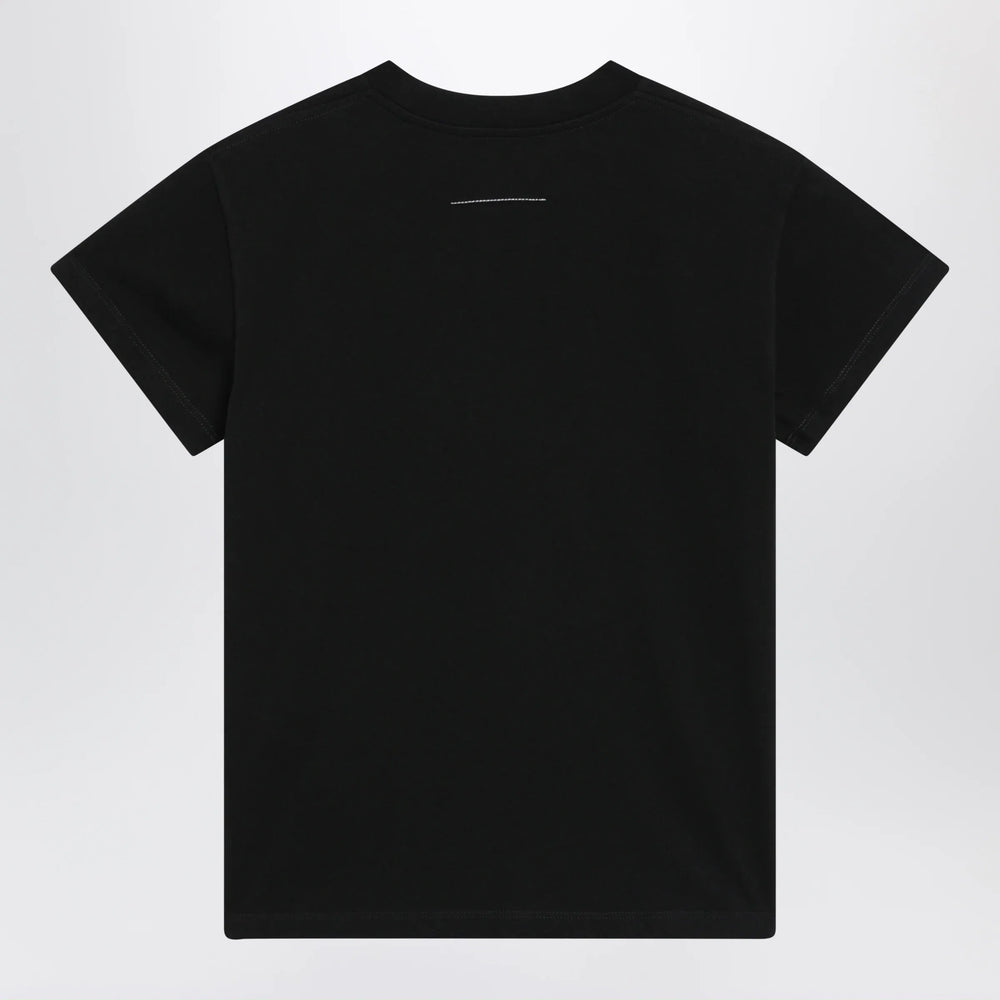 MM6 Maison Margiela - Black T-shirt with logo print Brand Apparel & Accessories > Clothing > Shirts & Tops