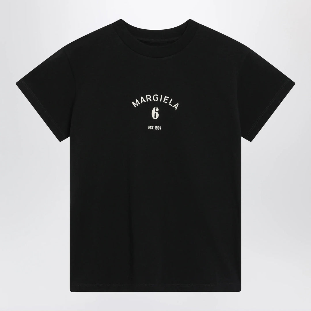 MM6 Maison Margiela - Black T-shirt with logo print Brand Apparel &amp; Accessories > Clothing > Shirts &amp; Tops