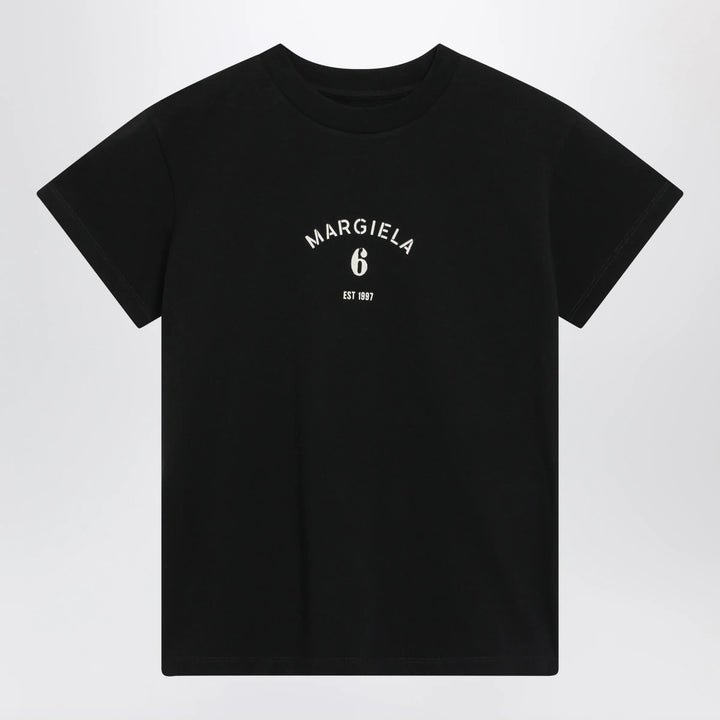 MM6 Maison Margiela - Black T-shirt with logo print Brand Apparel &amp; Accessories > Clothing > Shirts &amp; Tops