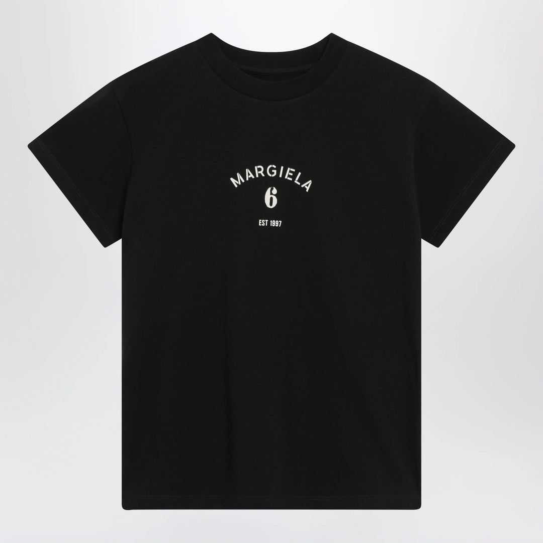 MM6 Maison Margiela - Black T-shirt with logo print Brand Apparel &amp; Accessories > Clothing > Shirts &amp; Tops XS