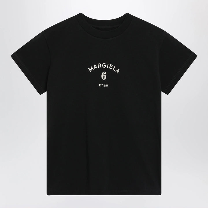 MM6 Maison Margiela - Black T-shirt with logo print Brand Apparel &amp; Accessories > Clothing > Shirts &amp; Tops XS