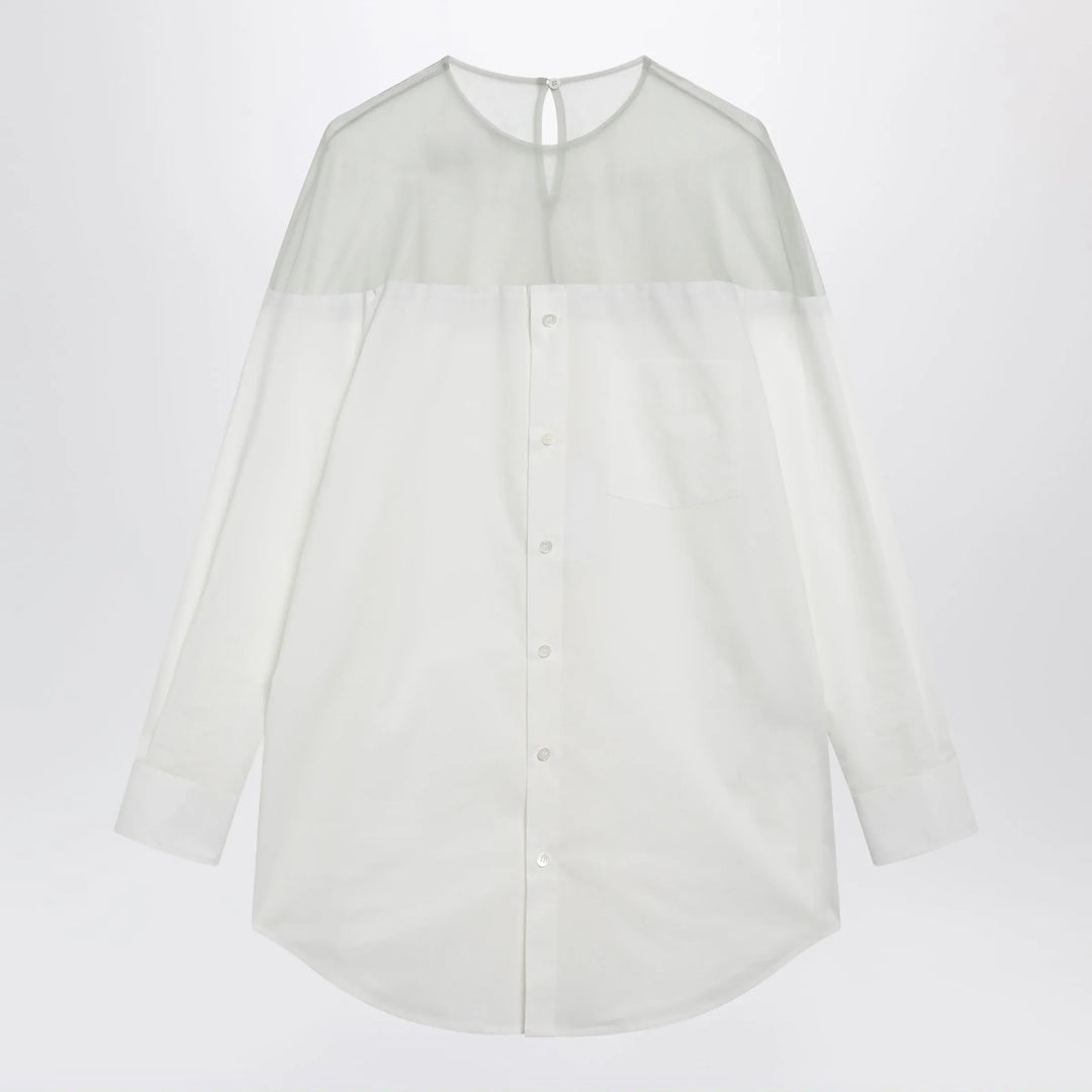 MM6 Maison Margiela - Cotton shirt with sheer panels in off-white Brand Apparel &amp; Accessories > Clothing > Shirts &amp; Tops 42  IT