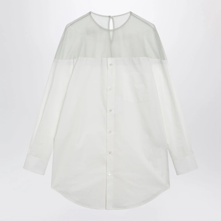MM6 Maison Margiela - Cotton shirt with sheer panels in off-white Brand Apparel &amp; Accessories > Clothing > Shirts &amp; Tops 42  IT