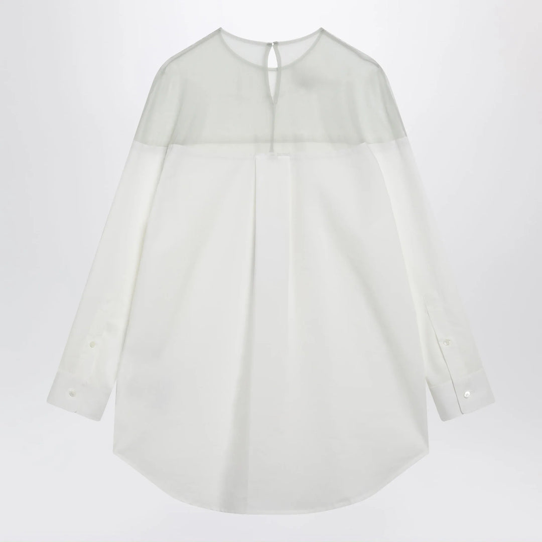 MM6 Maison Margiela - Cotton shirt with sheer panels in off-white Brand Apparel &amp; Accessories > Clothing > Shirts &amp; Tops 42  IT