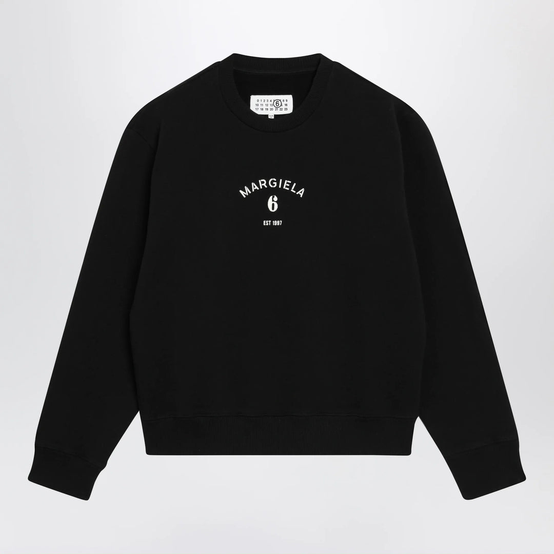 MM6 Maison Margiela - Numeric signature crewneck sweatshirt in black cotton Brand Apparel &amp; Accessories > Clothing > Shirts &amp; Tops XS