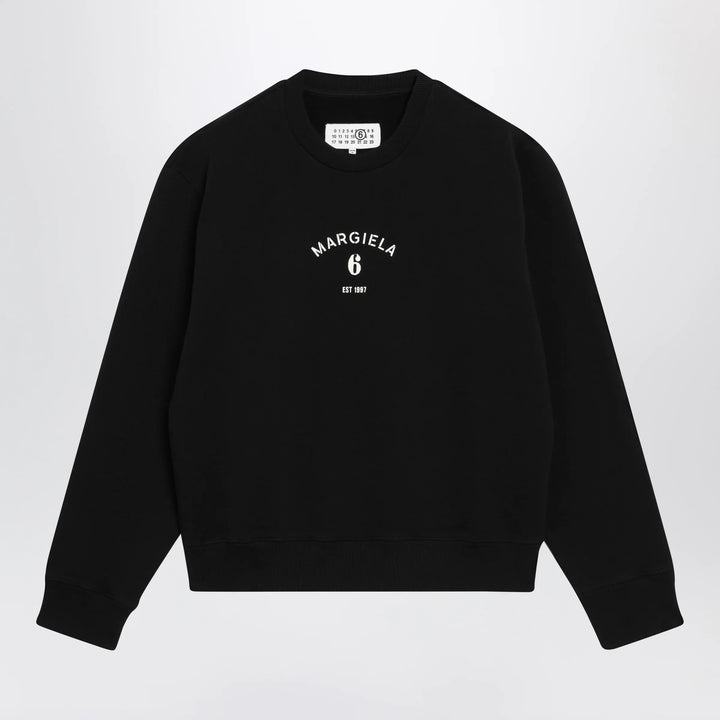 MM6 Maison Margiela - Numeric signature crewneck sweatshirt in black cotton Brand Apparel &amp; Accessories > Clothing > Shirts &amp; Tops XS