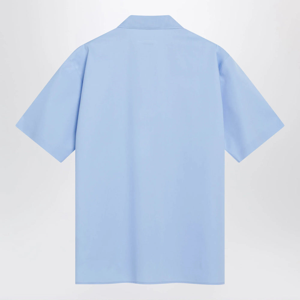 MM6 Maison Margiela - Short-sleeve poplin shirt with reinforcements, light blue Brand Apparel & Accessories > Clothing > Shirts & Tops