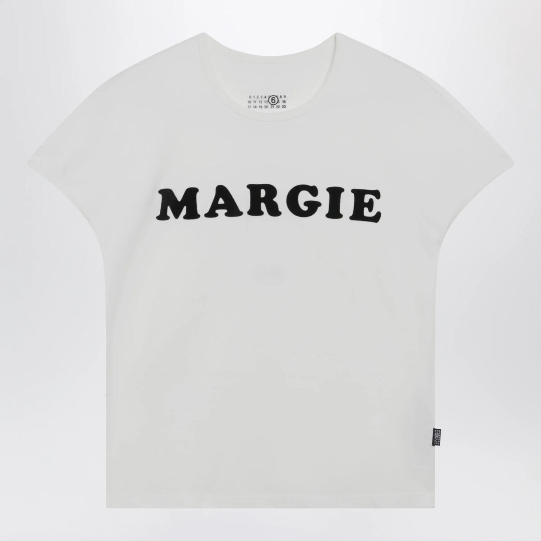 MM6 Maison Margiela - Vintage jersey cotton T-shirt in white Brand Apparel &amp; Accessories > Clothing > Shirts &amp; Tops